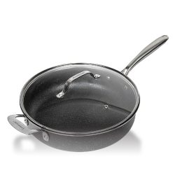Granitestone Jumbo Cooker with Lid, Nonstick Triple Coated Surface, Family Sized Open Skillet with Stainless Steel Stay Cool & Helper Handle, Oven and Dishwasher Safe