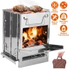 Folding Wood Burning Camp Stove, iMounTEK Small Portable Stainless Steel Backpacking Stove Outdoor Cooking Tents Heating Hiking Survival, Mini BBQ Stove with Carry Bag