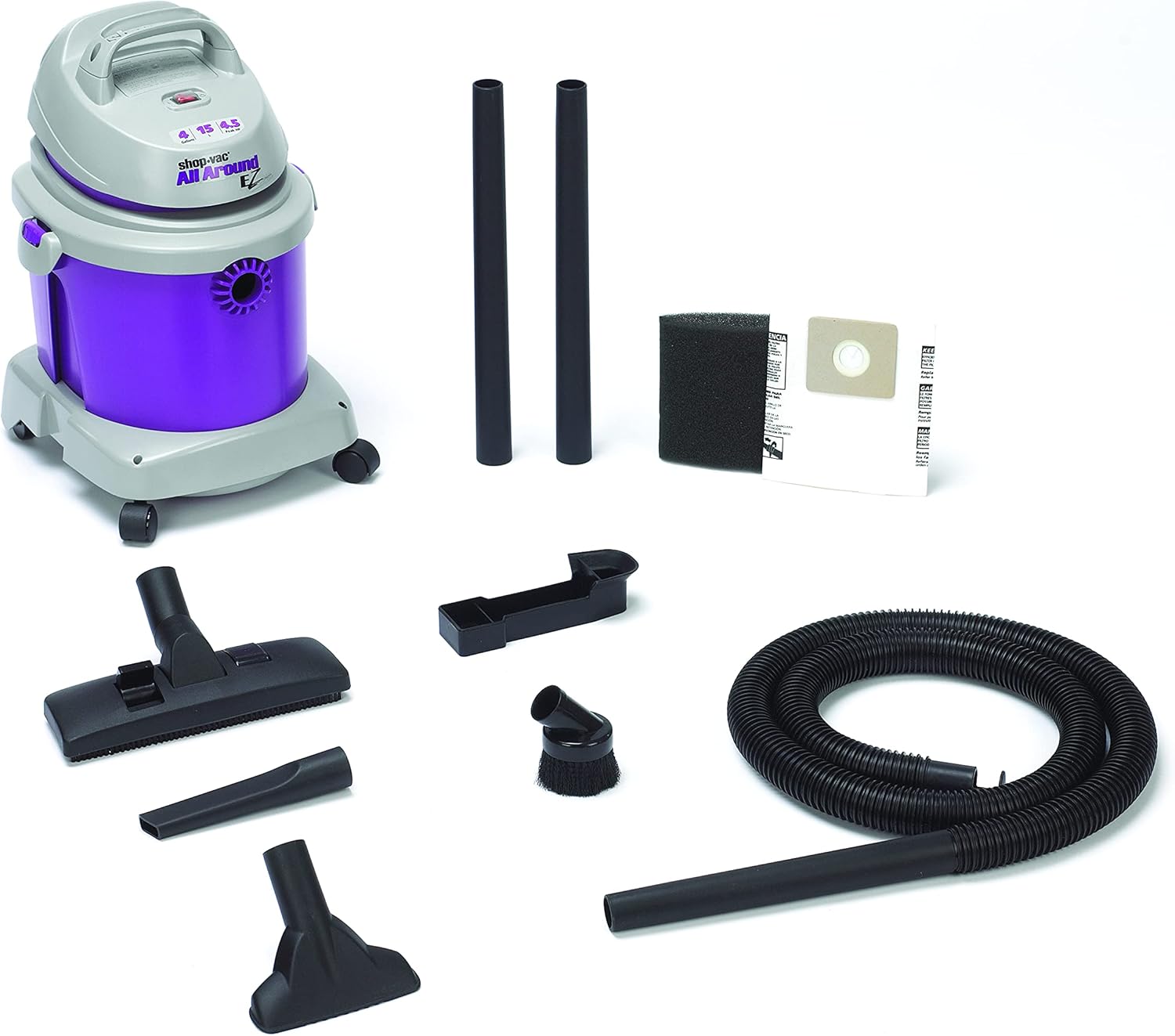 Shop-Vac 5895400 4.5-Peak Horsepower AllAround EZ Series Wet/Dry Vacuum, 4-Gallon,Grape/Gray