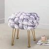 Retro Green Soft Upholstered Ottoman Entryway Bench Seat 16x16x16 Sturdy Accent Coffee Table for Living Room Make Up Vanity Fluffy Shoe Stool with Golden Legs for Bedroom C